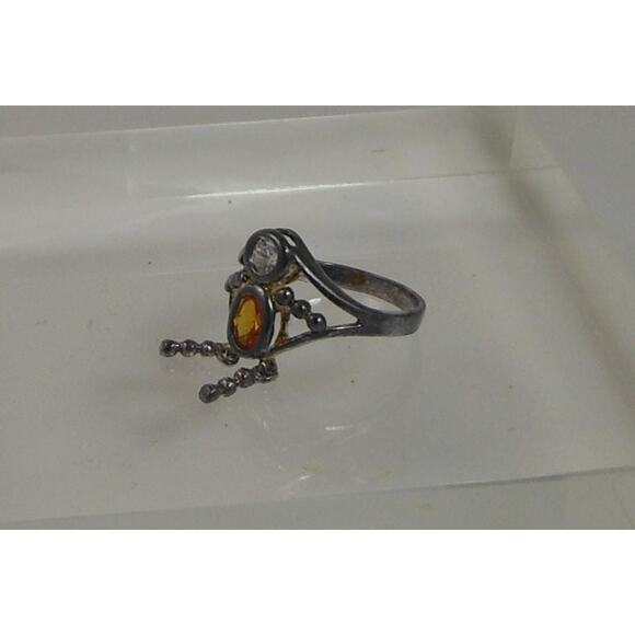 Vintage Sterling Silver Charm Ring Mother Grandmother Baby Sim Diamond Size 6 - Picture 6 of 7